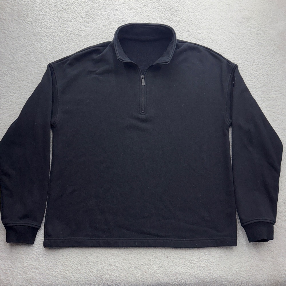 Alo Yoga Mens Black Quarter Zip Fleece Pullover Mock Neck Sweatshirt XL